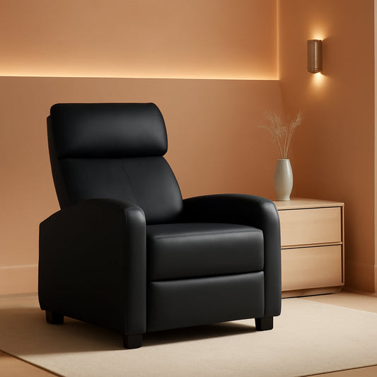 PU Leather Recliner Sofa With Lumbar Support Contemporary