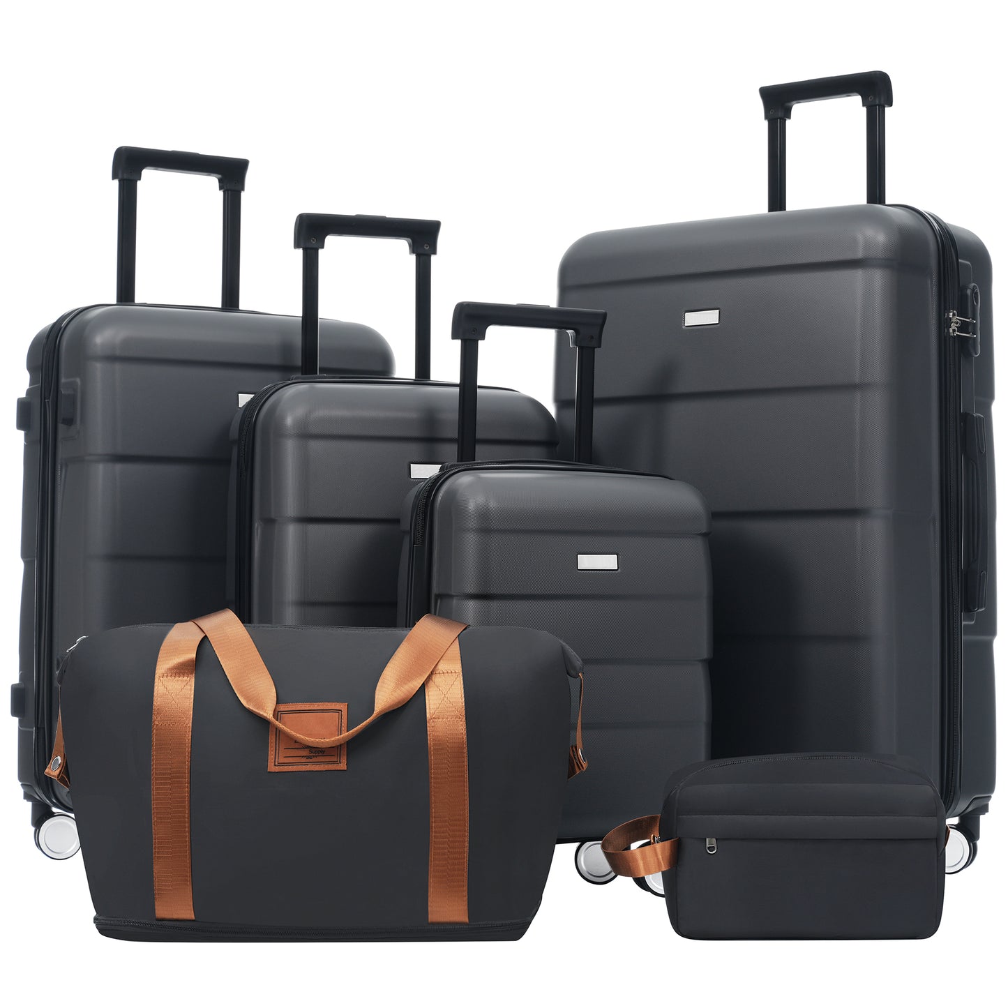 Hardshell Luggage Sets 6 Piece with 2 Bags,Carry on Suitcase with Handle Password Lock Double Spinner Wheels, Lightweight 16'+20'+24'+28' Luggages