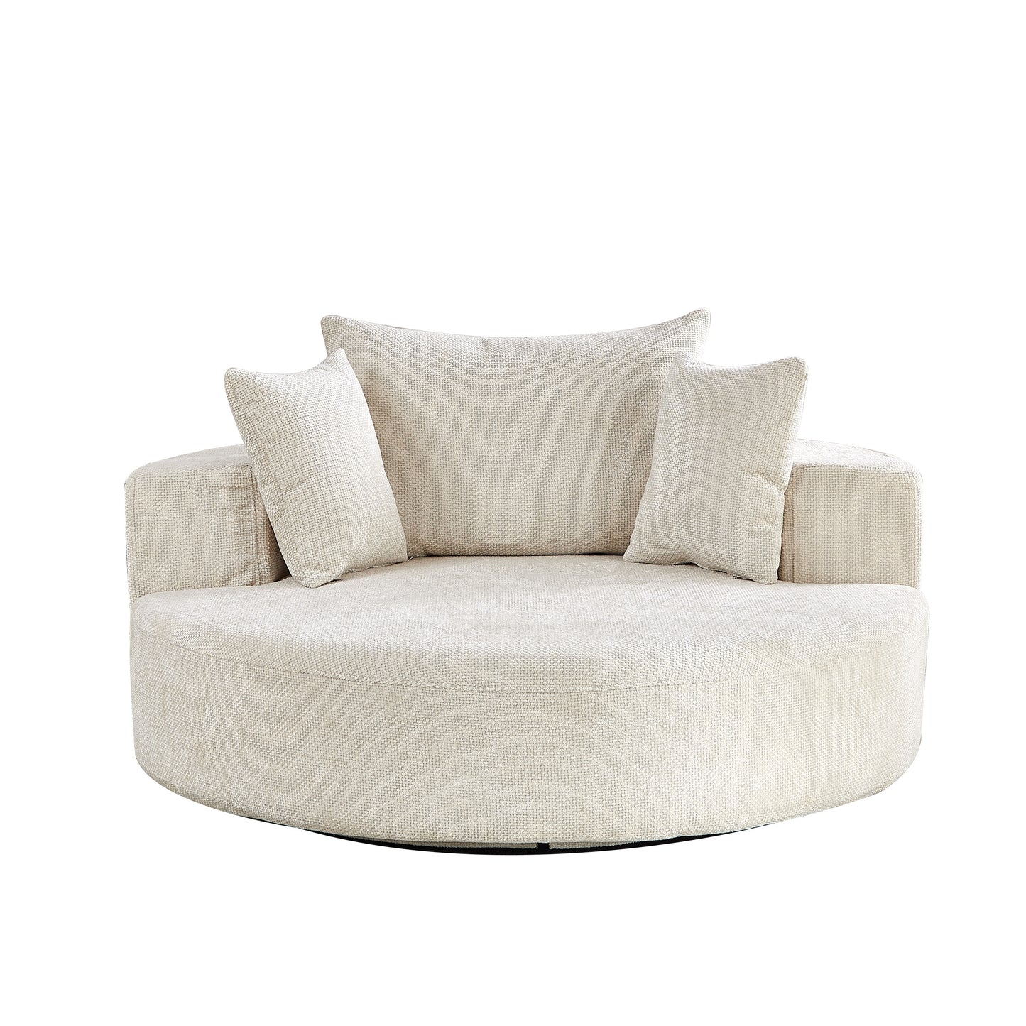 55''L Chenille Foam Single Swivel Chair, Fluffy Modern Sleeper, 360 Degree Swivel Chair for Living Room, Bedroom, Lounge and Projection Room