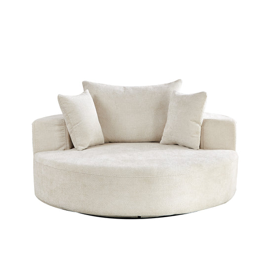 55''L Chenille Foam Single Swivel Chair, Fluffy Modern Sleeper, 360 Degree Swivel Chair for Living Room, Bedroom, Lounge and Projection Room