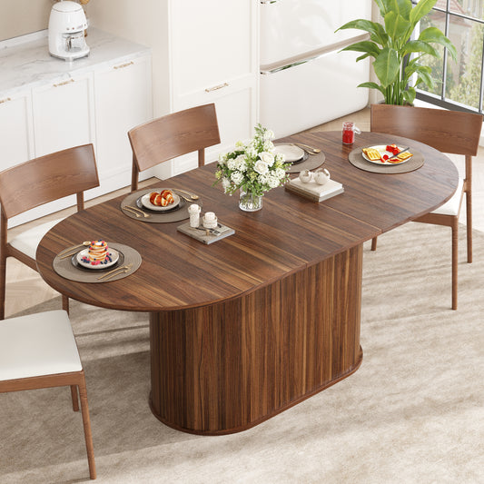 Extendable Dining Table, with Striped Legs for Living Room & Kitchen(Walnut)