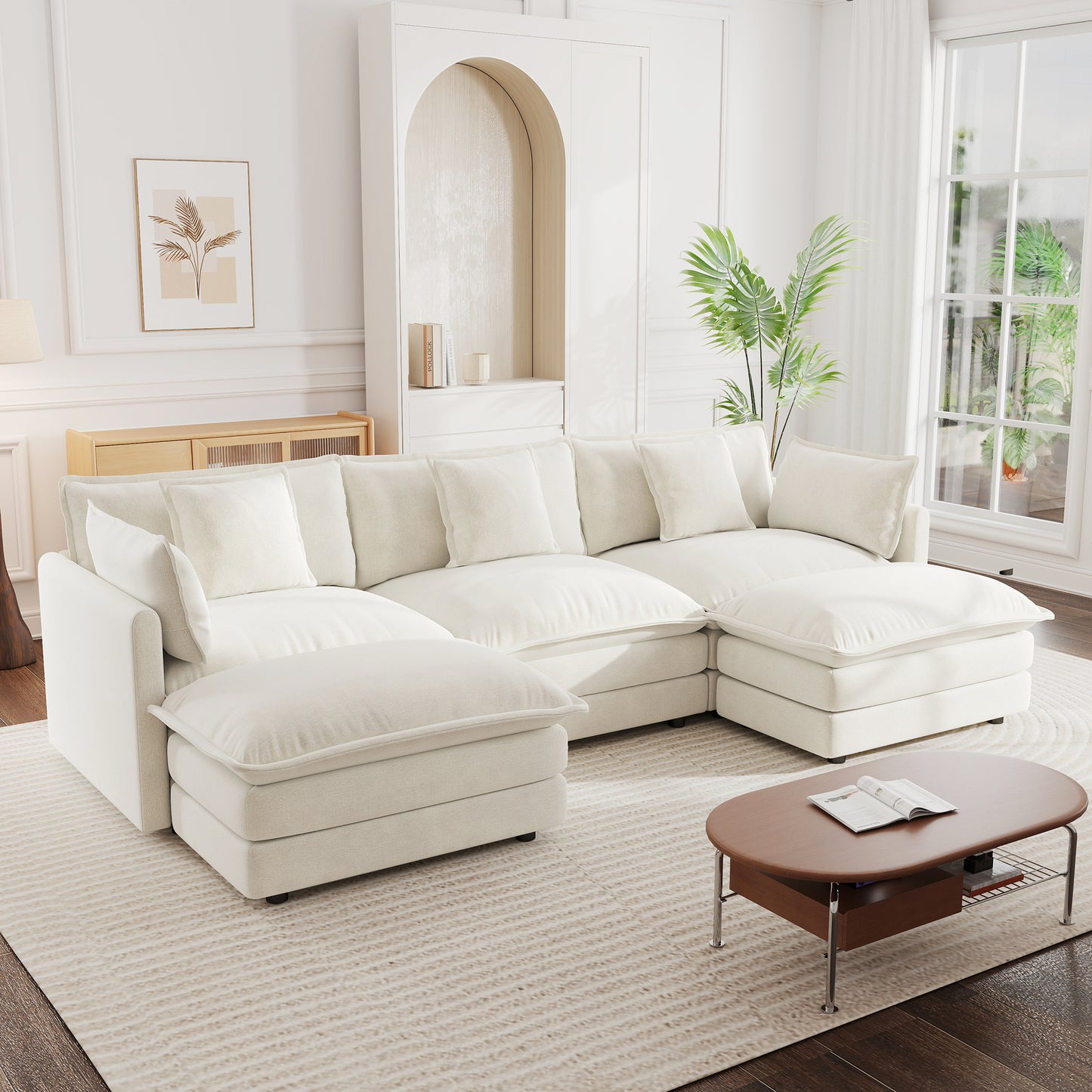 U-Shaped Sectional Sofa w/Reversible Footrest