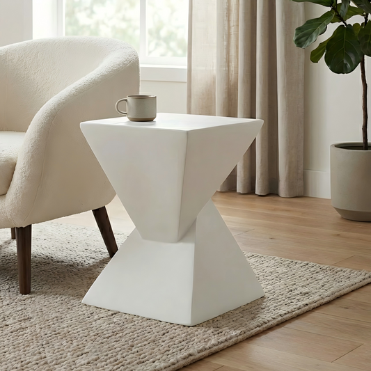 All Weather MGO X Design Side Table - Stylish White Indoor Outdoor Table for Home