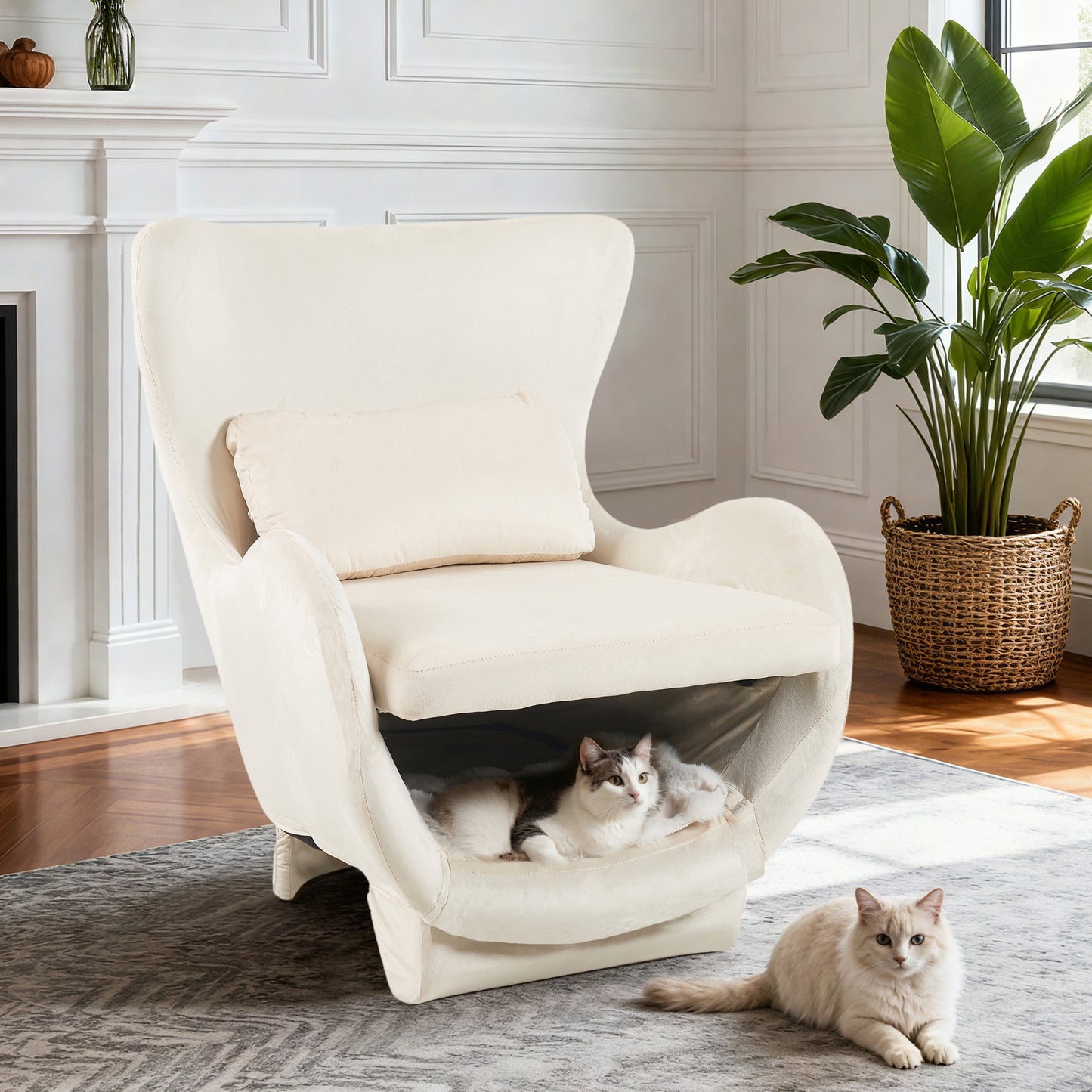 Furniture Style 2 in 1 Pet Friendly  Modern Velvet Lounge Chair