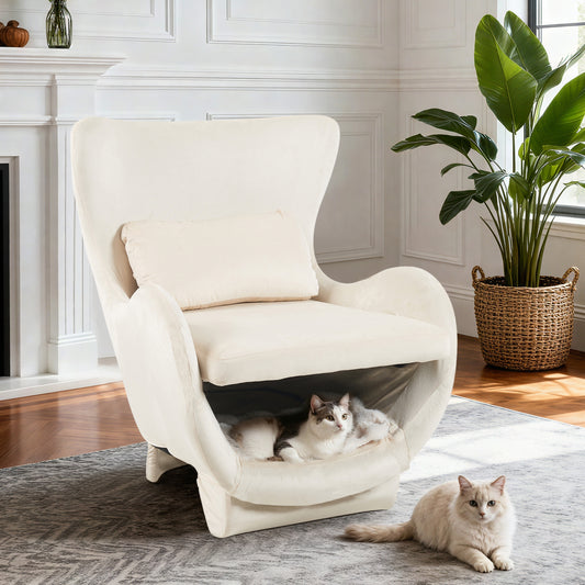 Furniture Style 2 in 1 Pet Friendly  Modern Velvet Lounge Chair