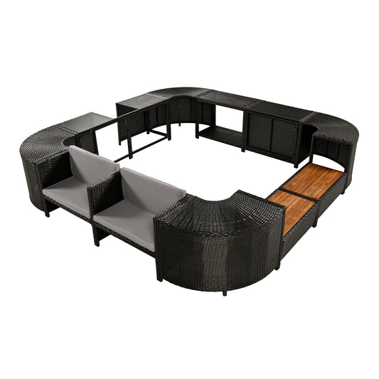Modern Spa Surround Outdoor Rattan Sectional Sofa Set