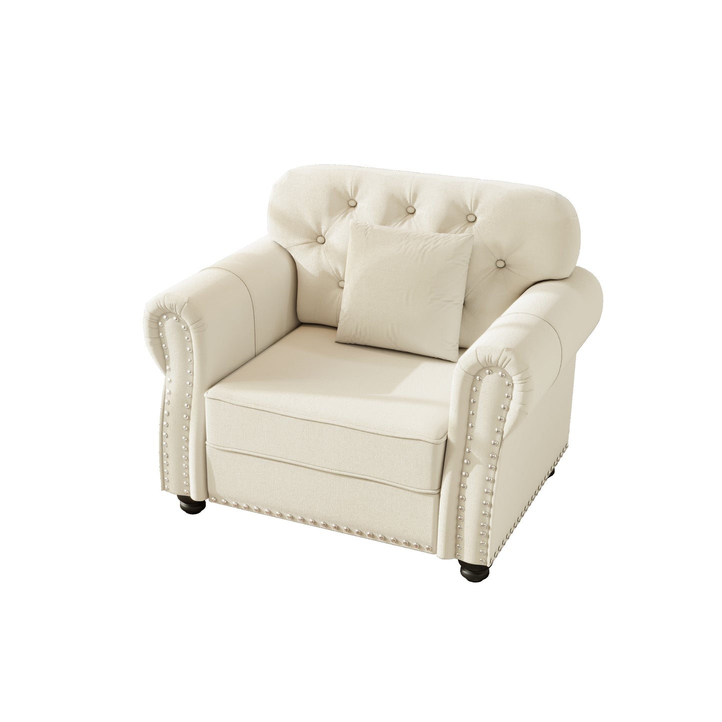 41.3'Upholstered Velvet Sofa with Nail head Trim and Rolled Armrests