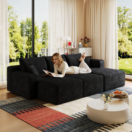 95' Cloud Sectional Sofa with 2 Ottoman