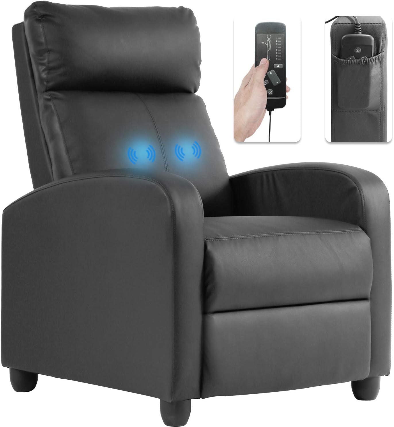 Leather Recliner Sofa With Massage And Heat Therapy