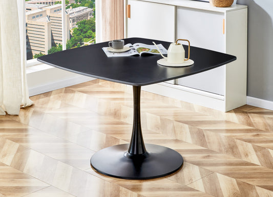 42.1'BLACK Table Mid-century Dining Table for 4-6 people With Round Mdf Table Top, Pedestal Dining Table, End Table Leisure Coffee Table