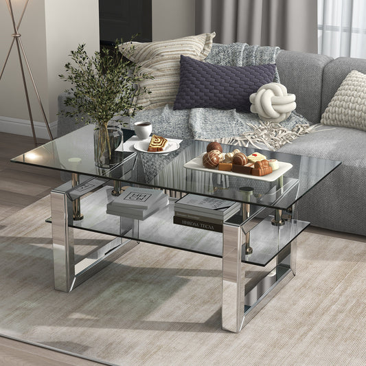 W 39.4' X D 19.7 ' X H 17.7' Transparent tempered glass coffee table, coffee table