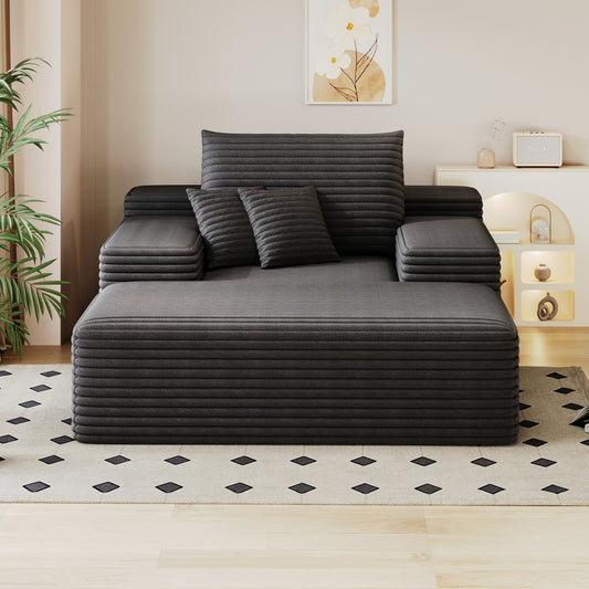 68'*51' Chaise Lounge Chair Indoor, Oversized Upholstered Sofa Bed, Sleeper Couch Reading Chairs Dark Grey