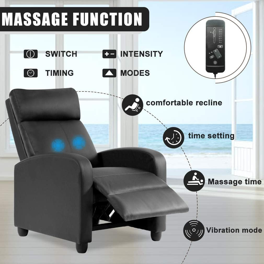 Leather Recliner Sofa With Massage And Heat Therapy