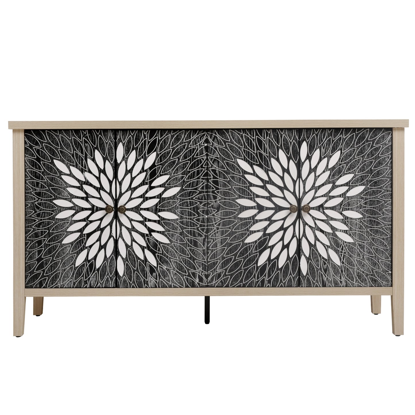 Sideboard Buffet Cabinet, Storage Cabinet with Storage, Modern Storage Cabinet with 4 Doors & Adjustable Shelves for Living Room, Dining Room, Kitchen and Entryway
