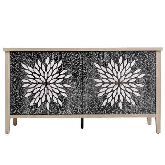 Sideboard Buffet Cabinet, Storage Cabinet with Storage, Modern Storage Cabinet with 4 Doors & Adjustable Shelves for Living Room, Dining Room, Kitchen and Entryway