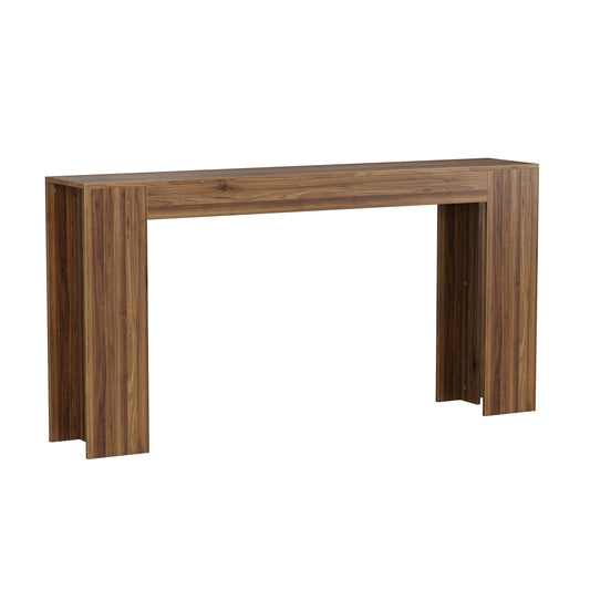 Farmhouse Style Extra-Long Walnut Console Table, 62.99-Inch Entryway Table for Narrow Hallways, Living Room, or Foyer, MDF Furniture
